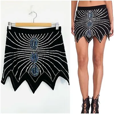 $149 • Buy Spell Size 8 Black Mazzy Star Mini Embellished Skirt Australian Designer