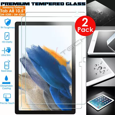 2x TEMPERED GLASS Screen Protector For Samsung Galaxy Tab A8 10.5  X200 X205 • £6.95