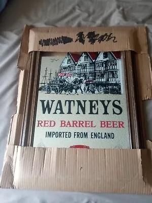 Vtg Watneys Red Barrel Beer England Framed Bar Mirror Advertising Sign 21 X15  • $49