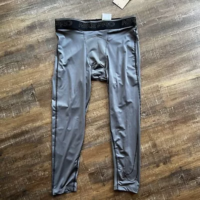 Nike Pro Dri Fit 3/4 Compression Tights Size Large Mens Grey Tights $32 • $20.80