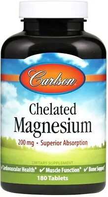 Carlson Labs - Chelated Magnesium 200mg   Free UK P&P • £34.85