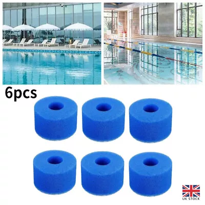 6 Pack Foam Spa Hot Tub Filters V1 S1 Washable Bio Sponge Intex Reusable Blue UK • £9.99