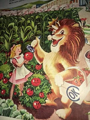 Monarch Foods Incredible Art Ad 1940s Luke Lion Canned Food Garden Girl • $4.77