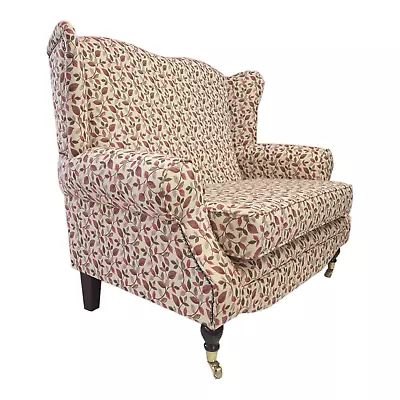 Wing Back Queen Anne Cottage Two Seat Sofa Stunning Wine Leaf Fabric • £849