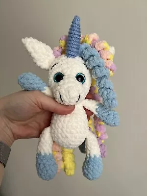 Handmade Crochet Soft Unicorn Toy Blue • £18