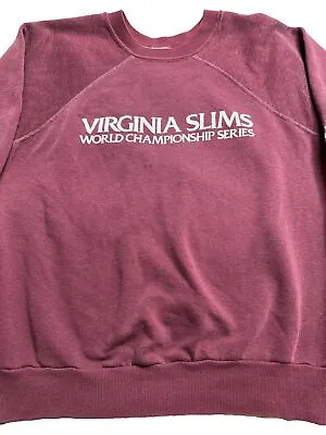 Vintage VIRGINIA SLIMS Cigarette Sweater Tennis Golf Cigarettes 70s Medium • $45.35