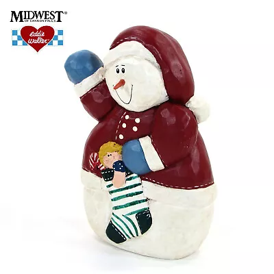 Eddie Walker SNOWMAN & STOCKING 8.25  Figurine Christmas Midwest Of Cannon Falls • $29.95