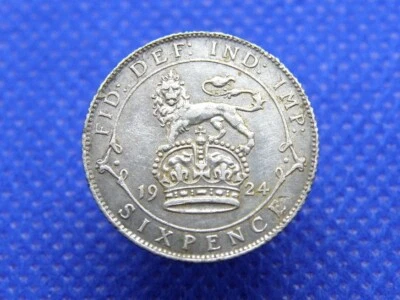 £4.99 • Buy 1924 KING GEORGE V - BRITISH SILVER SIXPENCE COIN 6d - Good Clear Date (VU01)