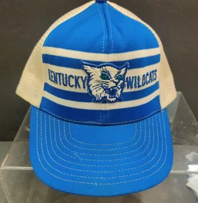 Vtg Kentucky Wildcats Blue 3 Stripe Trucker Hat Snapback Made In USA • $16.93