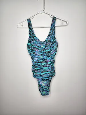 $15.99 • Buy Speedo Women's Blue Colorful Printed One Piece Swimsuit Size 6