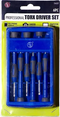 6 Piece Professional Torx Bit Screwdriver Set W/ Storage Case Drivers T5 - T10 • $14.25