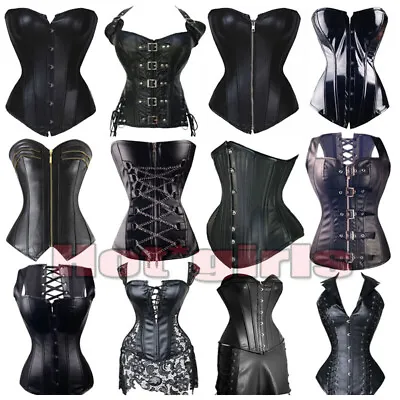 Sexy Boned Corset Basque Waist Trainer Steampunk Gothic Bustier Lace Up Costume • £9.79