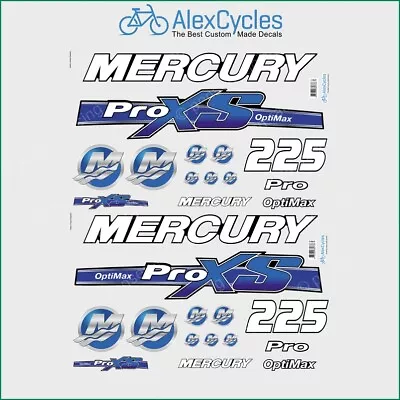 Mercury 225 HP Optimax ProXS Outboadrs Motor Blue Laminated Decals Boat • $42.70