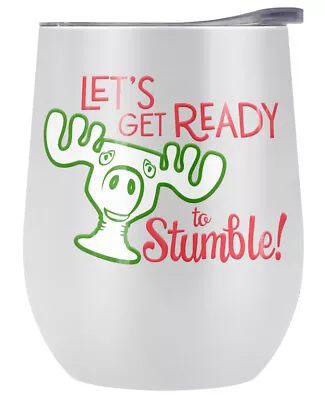 Christmas Vacation Moose 12oz Wine Tumbler White Insulated Leak Resistant • $23.99