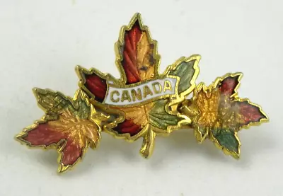 Vintage Canada Brooch Pin Maple Leaf Enamel Gold Tone Travel Souvenir • $9.97