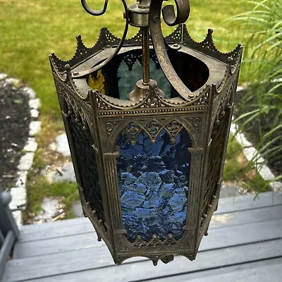 Bohemian Morrocan Lantern Colorful Glass Panels Hanging Pendant Light Chandelier • $100