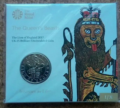 2017 The Queens  Beasts Lion Of England. Uk Bunc £5 Coin.still Sealed.(a/f)(2) • £23.99