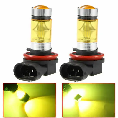 Pair LED Fog Light Bulbs H8 H11 Amber 6000K Yellow Driving Lamp Bulb DRL 100W • $9.79