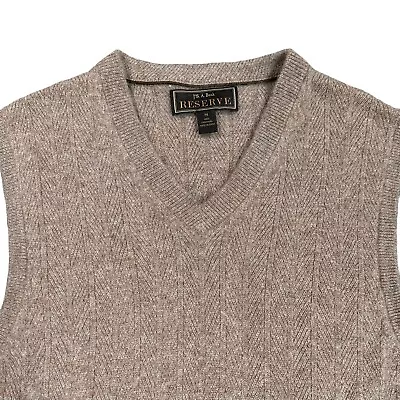 Jos A Bank Sweater Vest Mens Medium V-Neck 100% Cashmere Business Casual Tan • $22.05