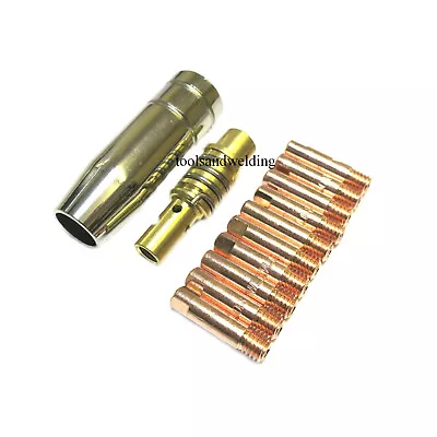 12 Pcs MB15 MIG Welding Nozzle Shroud Contact Tips 0.8mm M6 Tip Holder Kit UK • £5