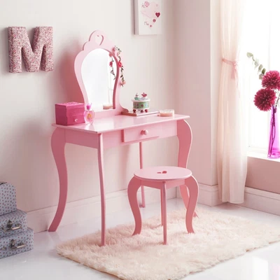 £99.99 • Buy  Wooden Dressing Table Set With Stool & Mirror Girls Bedroom Makeup Kit Drawer