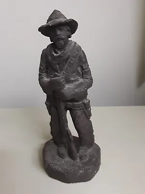 Vintage Michael Garman Cowboy W Rifle 45 Bandelero Plaster Statuette Signed 1987 • $75