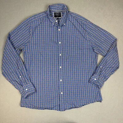 Charles Tyrwhitt Shirt Mens Large Slim Fit  Blue Check Button Up Non Iron • $24