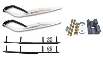 C&A Pro White Razor Snowmobile Skis W/ 6  Round Bars Complete Kit • $386.02