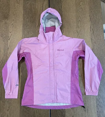 Marmot PreCip Eco Rain Jacket Women’s Size S Pink Hooded Windbreaker Pockets • $39