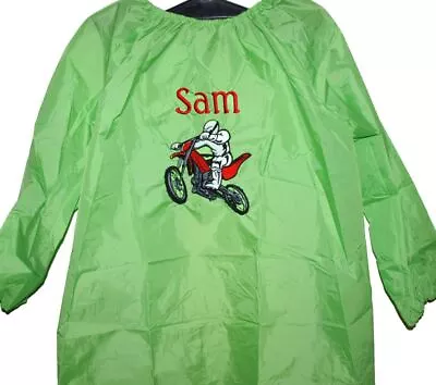 Kids Art Smock | Craft & Art Apron | Transport | Motor / Dirt Bike 1st Name FREE • $38