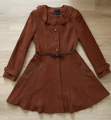 Anthropologie Mcginn Oxidized Ruffle Belted Coat Size Small Nwot • $49.99