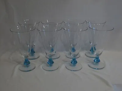 Set Of 8 Bryce #895 Cerulean Blue Ice Tea Goblets • $95