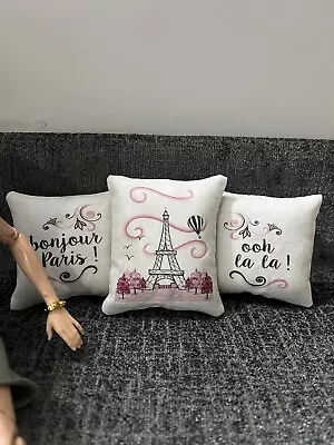 Dollhouse Miniature 1:6 Barbie Size Throw Pillows- BeddingLiving Room Accessory • $7.50