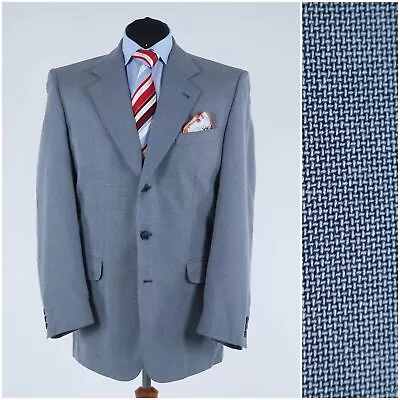 Mens Light Blue Blazer 42R UK Size MENSBLLINE Viscose Sport Coat Vintage Jacket • $59.99