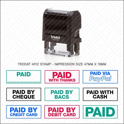 Paid With / Refunded Rubber Stamp Accounts Business Shop Office - Trodat 4912 • £13.81