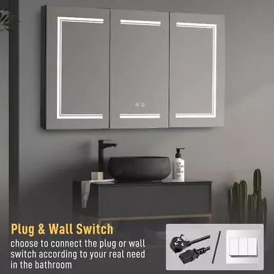 Led Lighted Medicine Cabinet With Mirror 3 Doors Wall Mounted Bathroom Mirror • $275.99