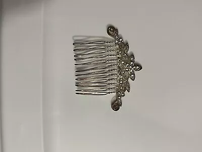 Silver Floral Diamonds Hair Comb Elegant Formal Bridal VTG Accessories • $12