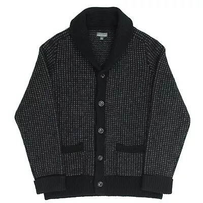 LL Bean Signature Charcoal Gray Birdseye Norwegian Wool Shawl Collar Cardigan L • $64.99