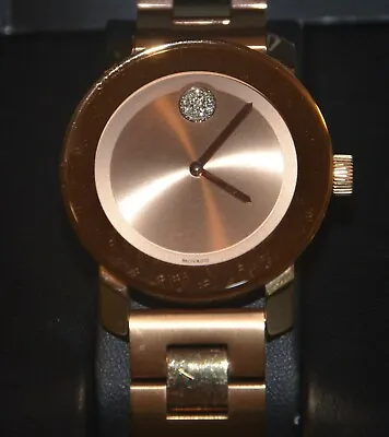 $299 • Buy VGUC Movado Mens BOLD Ceramic Rose Gold Wristwatch