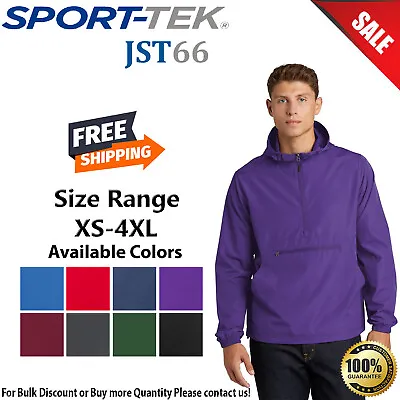 Sport-Tek JST66 Mens Long Sleeve Weather Fighting Packable Anorak With Pockets • $34.69