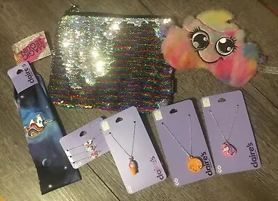 $49.65 • Buy Claire’s Emoji Unicorn Bag Sleep Mask Squishy Necklace Lot Justice Stickers