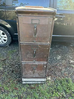 Globe Wernicke Oak File Cabinet Orig Antique Restoraion Project Parts Or Redo • $200