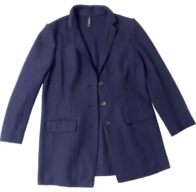 Marc Cain Women's 100% Virgin Wool Navy Blue Jacket Blazer Sweater Size 6 S / M • $45