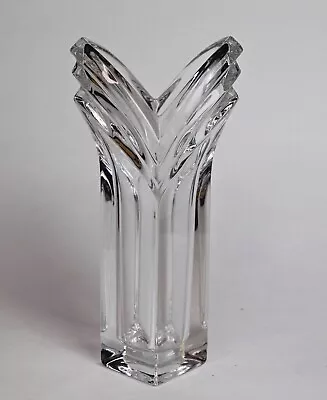 Mikasa Art Deco Glass Crystal Bud Vase Germany 8.5” Square Base Waterfall Mouth • $29.99