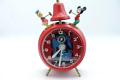 Vtg 1950's Mickey Mouse & Donald Duck Disney Busy Boy Alarm Clock Germany As Is • $145