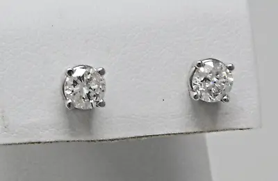 14 Kt White Gold ∼5.5 Mm Diamond Stud Pierced Earrings Basket Setting B6660 • $1363