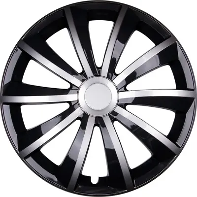 4x Premium Design Hubcaps Grail 16 Inch #77 Black Silver Chrome • $149.41