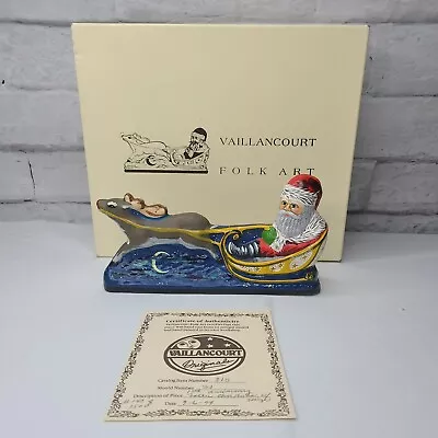 1994 Vaillancourt Art Chalkware 10th Anniversary Santa Sleigh W Reindeer Signed  • $249.99