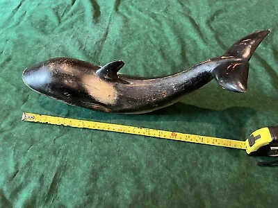 Vintage Whale / Sperm Whale - Carved Wood Folk Art Sculpture - 17in Long • $49.99