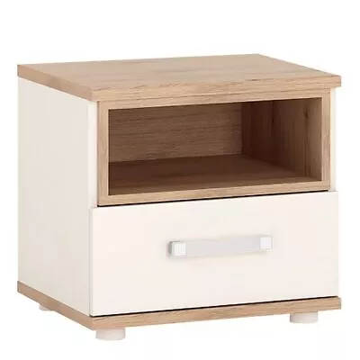 Kids 1 Drawer Bedside Light Oak Cabinet With White High Gloss (opalino Handles) • £90